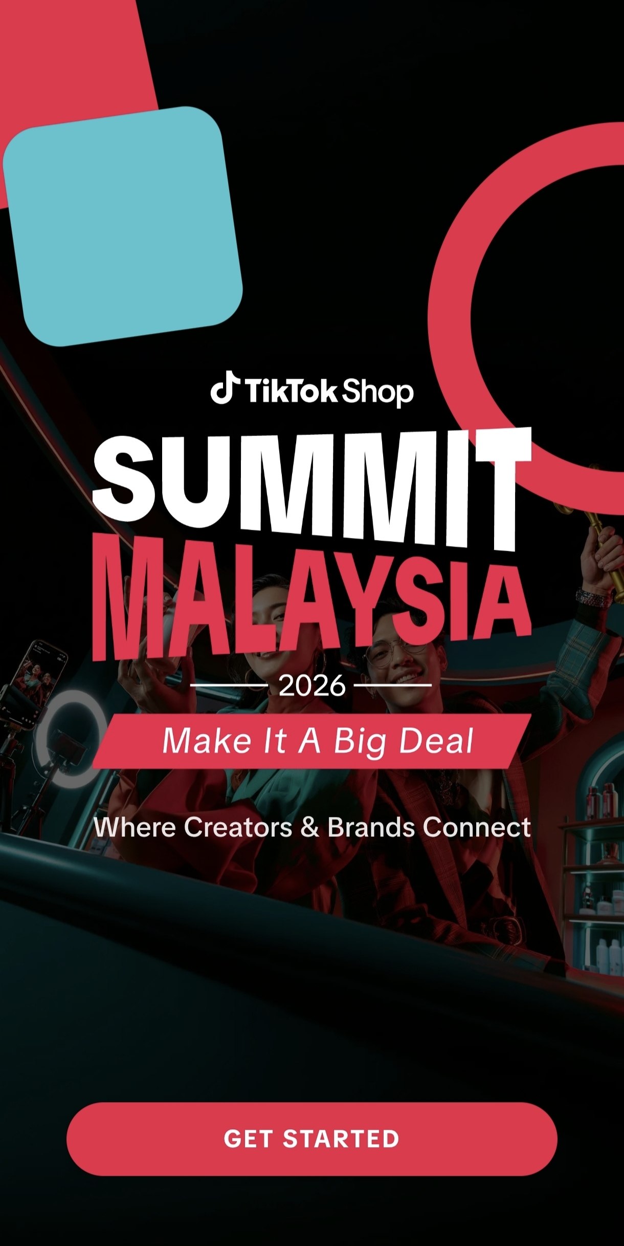 TikTok Shop Summit Malaysia 2026 launch screen, Where Creators & Brands Connect